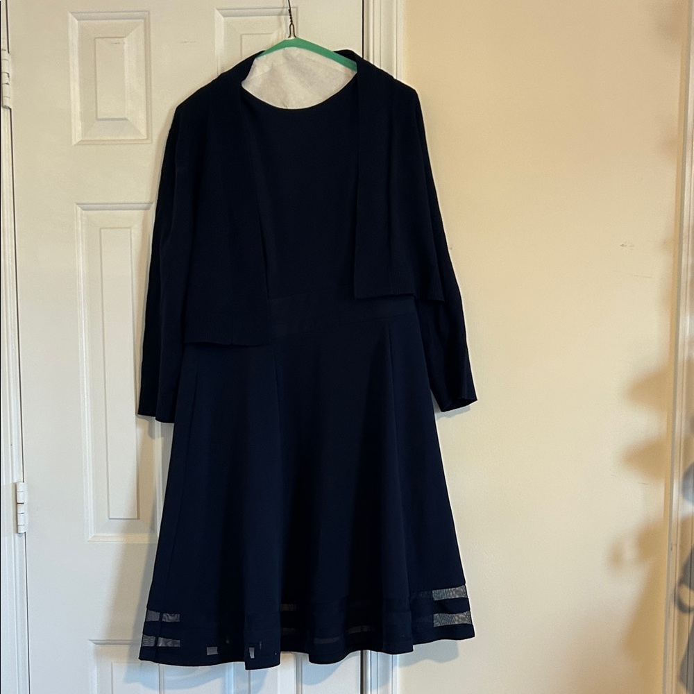 Calvin Klein Sleeveless Navy Blue Dress and Sweater
